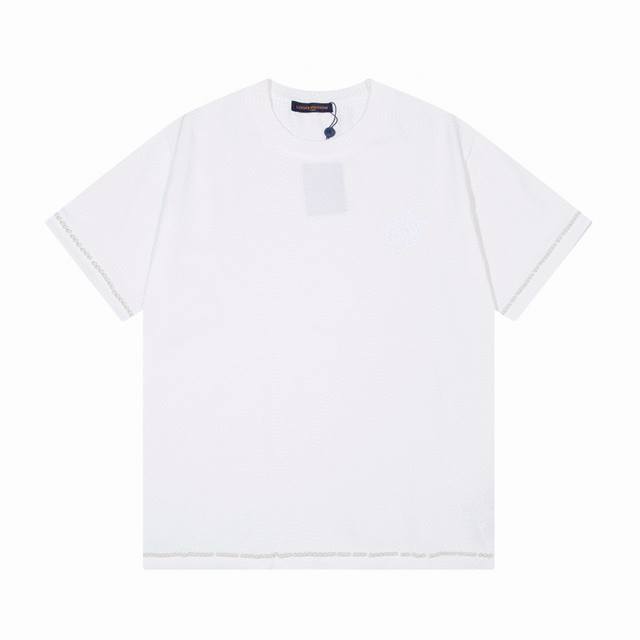 lv 驴家小Logo刺绣袖口下摆珍珠圈针织T恤 颜色 白色 黑色 码数 M L Xl Xxl