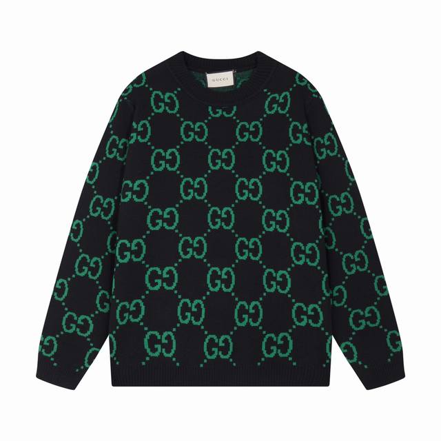 gucci古驰满身双G字母提花圆领毛衣 颜色 绿色 码数 S M L Xl Xxl
