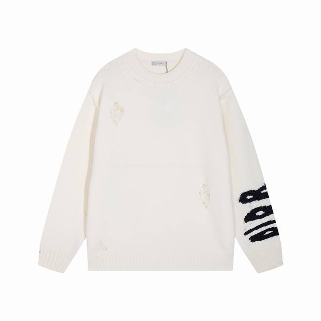 dior迪奥龙年限定小龙做旧破坏圆领毛衣 颜色 蓝色 红色 杏色 码数 S M L Xl Xxl