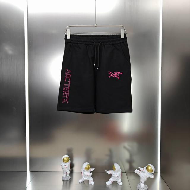 始祖鸟 Arc'teryx 2025春夏新款短裤五分裤 定制专属400克重毛圈布纯棉面料 刺绣Logo工艺设计 颜色 黑色 尺码 S-2Xl
