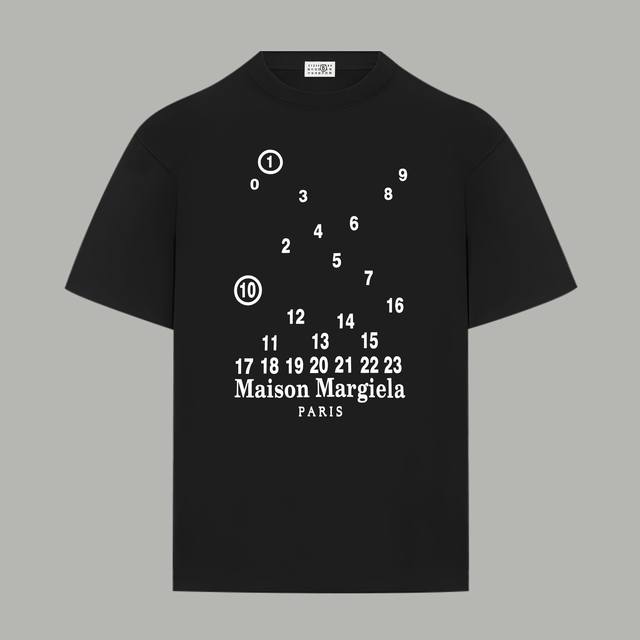Magiera Mm6 马吉拉 官网同款 经典数字Logo字母 印花双纱纯棉短袖 - 280G双纱纯棉顶级面料 手感柔软 百分百纯棉独家出货 定染硫化黑无尘处理