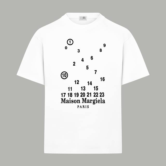 Magiera Mm6 马吉拉 官网同款 经典数字Logo字母 印花双纱纯棉短袖 - 280G双纱纯棉顶级面料 手感柔软 百分百纯棉独家出货 定染硫化黑无尘处理