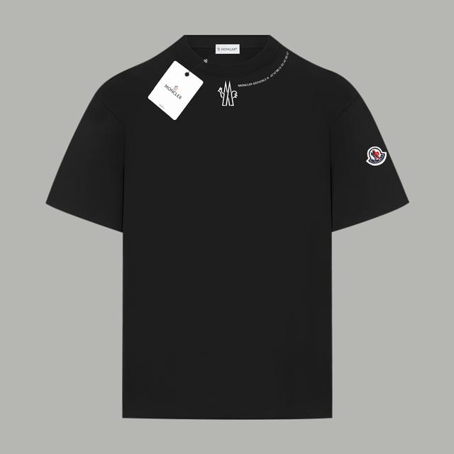 Moncler 蒙口 官网同款 领子环绕字母Logo 印花双纱纯棉短袖 - 280G双纱纯棉顶级面料 手感柔软 百分百纯棉独家出货 定染硫化黑无尘处理面料 -面