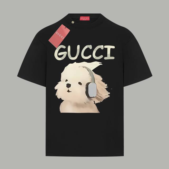 Gucci 古驰 官网同款 限定动物系列Logo字母 印花双纱纯棉短袖 - 280G双纱纯棉顶级面料 手感柔软 百分百纯棉独家出货 定染硫化黑无尘处理面料 -面