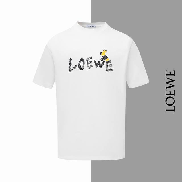 款号#Z185 罗意威兔子手绘涂鸦圆领短袖 loewe官网一致款式 面料 32支双纱280克纯棉面料 同缸同色织染螺纹 颜色一致 工艺 进口机器纯手绘泼墨印花