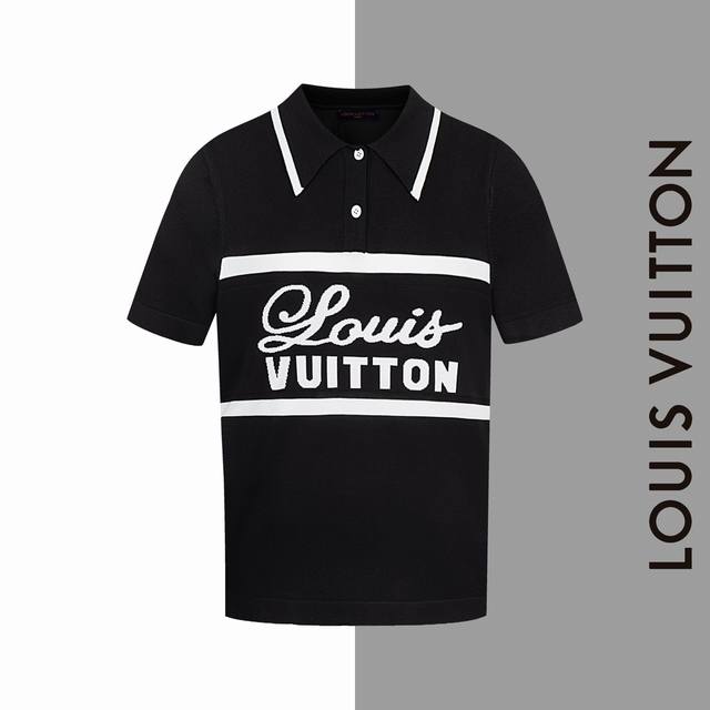 款号#Z183 lv 翻领撞色字母签名翻领针织短袖 louisvuitton 官网一致款式 面料 仿羊毛精品纯棉针织 同缸同色织染螺纹 颜色一致 配套 三标齐全
