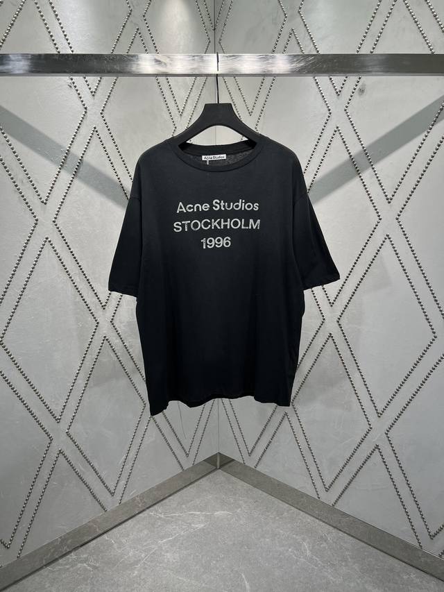 Acne Studios 1996系列徽标宽松复古喷涂仿旧圆领短袖T恤 男女同款 码数 S.M.L