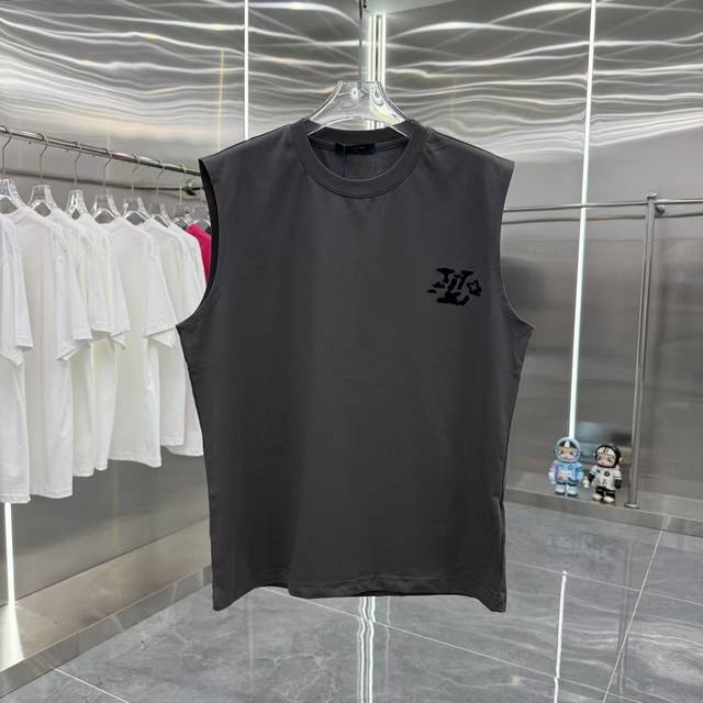 Bal 巴黎世家 2025夏季新款 无袖背心 植绒印花工艺 男女同款宽松版 S M L Xl Xxl 五个码 颜色 黑色 白色 灰色