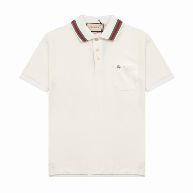 Gucci刺绣双G 特点 原版定制 适合代购 克重 250克 辅料 原版定制 做工 纯手工 尺码 M L Xl Xxl 颜色 杏色 黑色 饰双G珠地棉polo衫