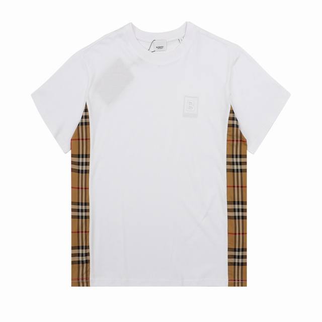 burberry 巴宝莉 胸前B标刺绣格纹拼接短袖 size S-L