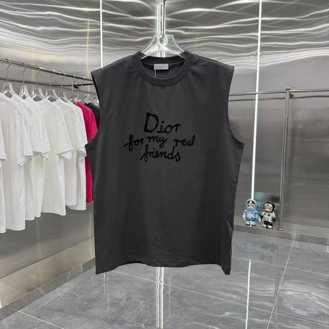 Dlor 迪奥 2025夏季新款 无袖背心 发泡工艺 男女同款 S M L Xl Xxl 五个码 黑色 白色 灰色