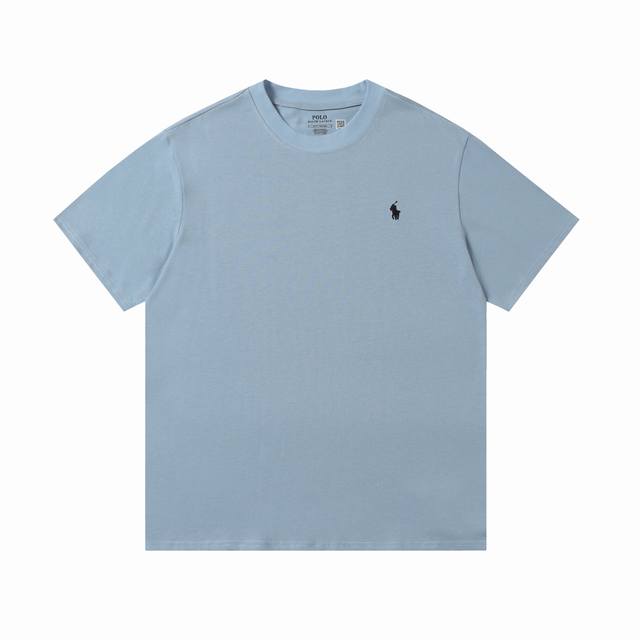 款号 A002 拉夫劳伦Ralph Lauren圆领纯色小马刺绣Logo纯棉短袖 270克 双纱面料 定织定染螺纹 原版贴纸 扫码可进官网 大版型宽松有型 最大