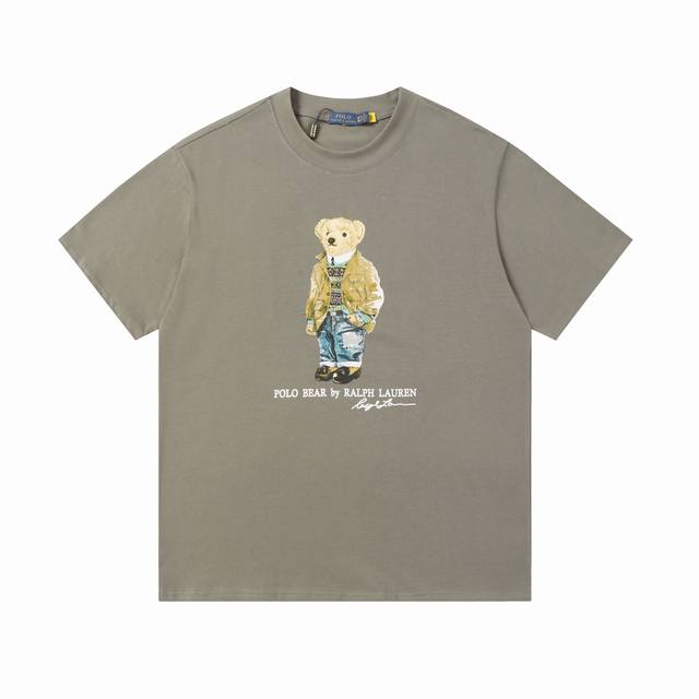 款号 A004 拉夫劳伦Ralph Lauren经典小熊印花圆领基础短袖 270克 双纱面料 定织定染螺纹 原版贴纸 扫码可进官网 大版型宽松有型 最大可穿21