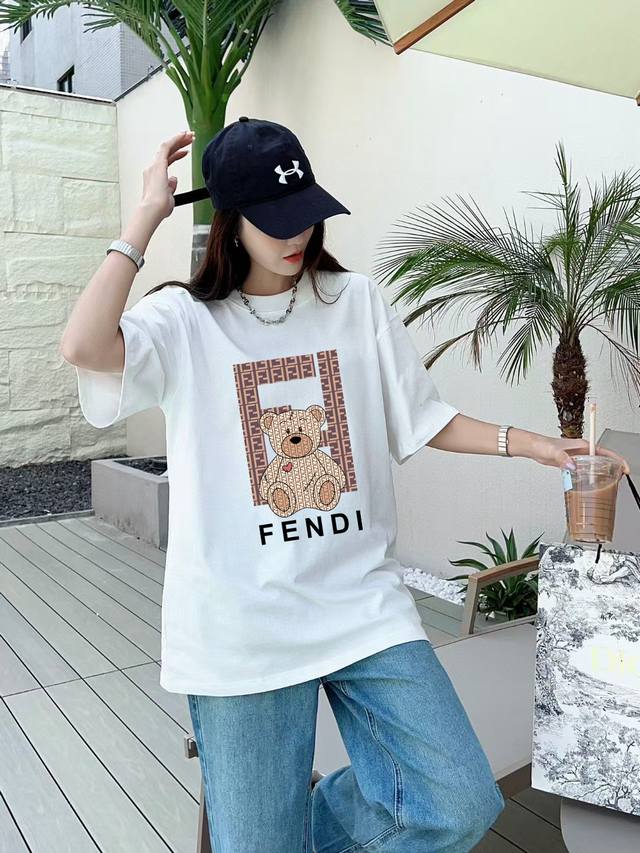 款号:F084 fendi 芬迪 25Ss 大师亲手设计潮牌新品印花圆领短袖T恤 春夏最新砖柜同步 Os落肩版型 - 260G双纱纯棉顶级面料 手感柔软 百分百