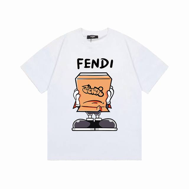 款号:F077 fendi 芬迪 25Ss 大师亲手设计潮牌新品印花圆领短袖T恤 春夏最新砖柜同步 Os落肩版型 - 260G双纱纯棉顶级面料 手感柔软 百分百