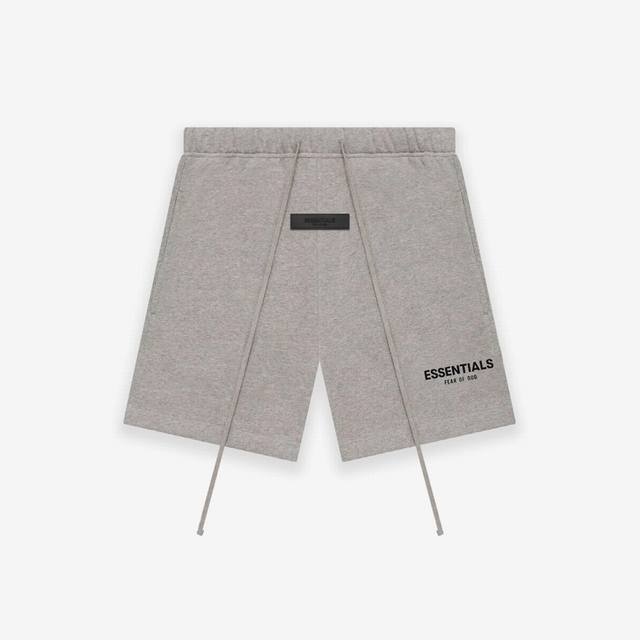 绿X版本 深燕麦色 顶级版本Fear Of God Essentials Fog小标植绒短裤男女情侣明星同款纯棉宽松透气休闲裤 第八季最新款植绒Logo一出 可