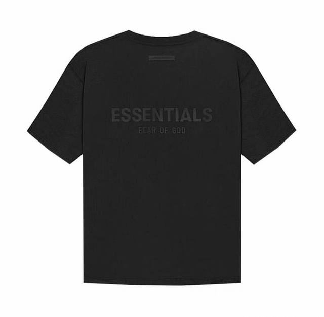 后背硅胶款 青黑色 Fear Of God Essentials Fog压胶字母后背硅胶Logo男女情侣明星同款纯棉宽松短袖T恤 全套1:1定制Yuan版辅料