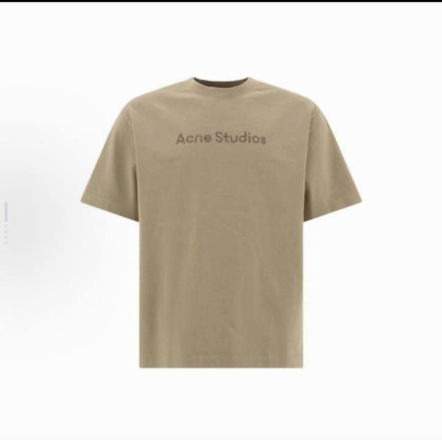 款号 Ac16# Acne Studios Ss25 徽标钻石Logo复古褪色短袖T恤 男女同款 颜色: 绿色 卡其色 尺码: S M L Xl