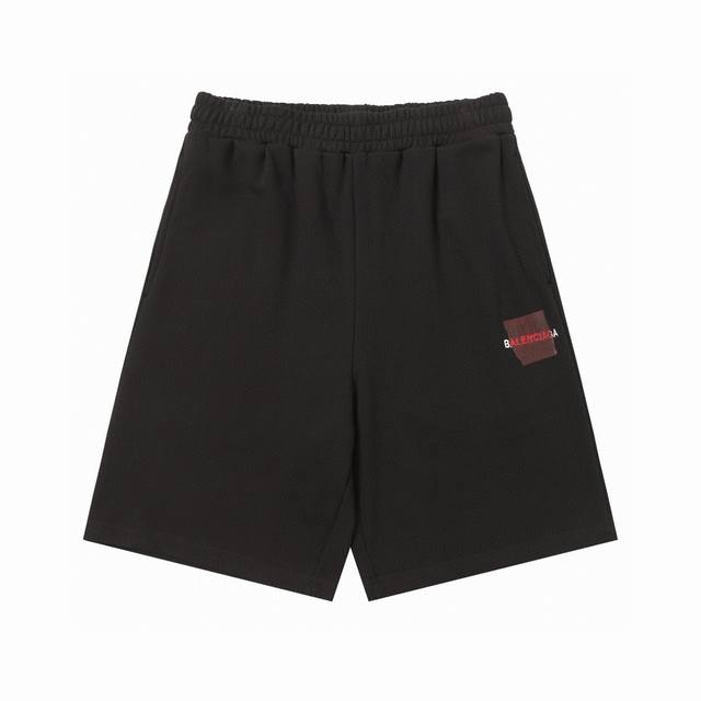 顶级版本 大货细节图 官网高版本Balenciaga新款25Ss刺绣字母压花短裤.400克 高版本.男女同款 货号 632# 颜色 活性黑 码数 Xs.S.M.