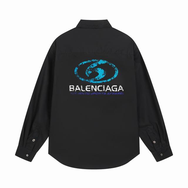 c09# Balenciaga 巴黎世家 印花字母Logo单排扣休闲长袖衬衫 常规版型简略纯粹不失大气 选用高品质面料 确保穿着舒适度和耐用性 面料质感柔软 做