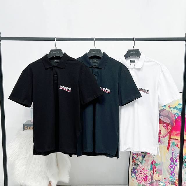 顶级版本 大货挂拍图 #巴黎25Ss可乐绣花翻领polo衫短袖# balenci*Ga巴黎# 面料采用260G巴黎专用奢品珠地棉*高克重1比1定制罗纹 前后幅采