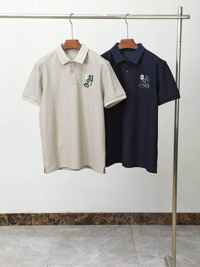 Sg 春夏系列新品 爱马仕 男士提花短袖经典翻领设计 高级定制百搭款式 任何人都可以轻松驾驭 采用高档针织面料 奢华经典品牌提花Logo设计 非常显档次懂货的必