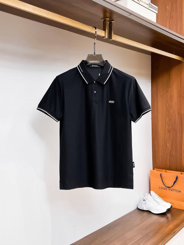 Boss 高端货商务 白领 单位人士必入单品 珠地面料休闲商务短袖polo 科技面料 体感非常棒 手感顺滑质感很棒 弹性好 无任何束缚感 面料自带透气网孔 吸湿