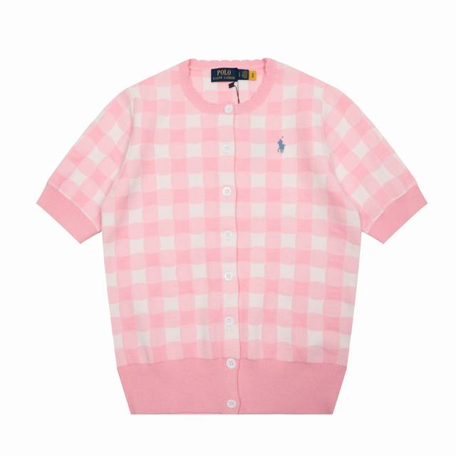 顶级品质 款号 Ds115# 全年不下架 拉夫劳伦Ralph Lauren格子提花基础小马刺绣Logo针织开衫短袖 拉夫劳伦Ralph Lauren四季百搭女神