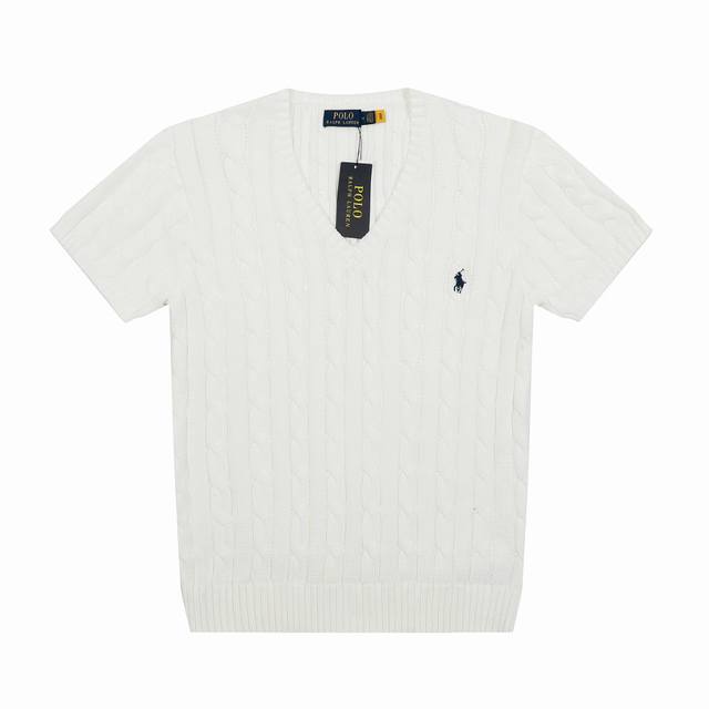 顶级品质 款号 Ds029# 全年不下架 拉夫劳伦Ralph Laurenv领纯色小马刺绣Logo大麻花针织短袖 拉夫劳伦Ralph Lauren女神修身型基础