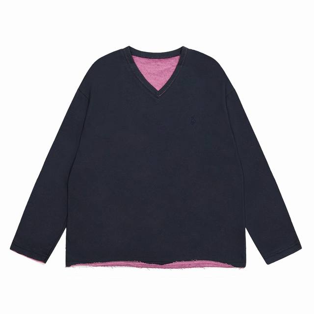 顶级品质 款号 T5011# 拉夫劳伦Ralph Lauren双拼色小马刺绣Logo情侣V领卫衣 拉夫劳伦Ralph Lauren经典双色拼接撞色V领毛圈慵懒卫