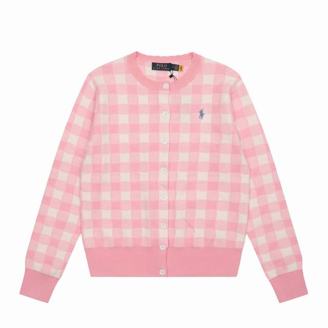 顶级品质 款号 Ds015# 拉夫劳伦Ralph Lauren格子提花基础小马刺绣Logo针织开衫长袖 拉夫劳伦Ralph Lauren经典基础百搭款平纹格子提