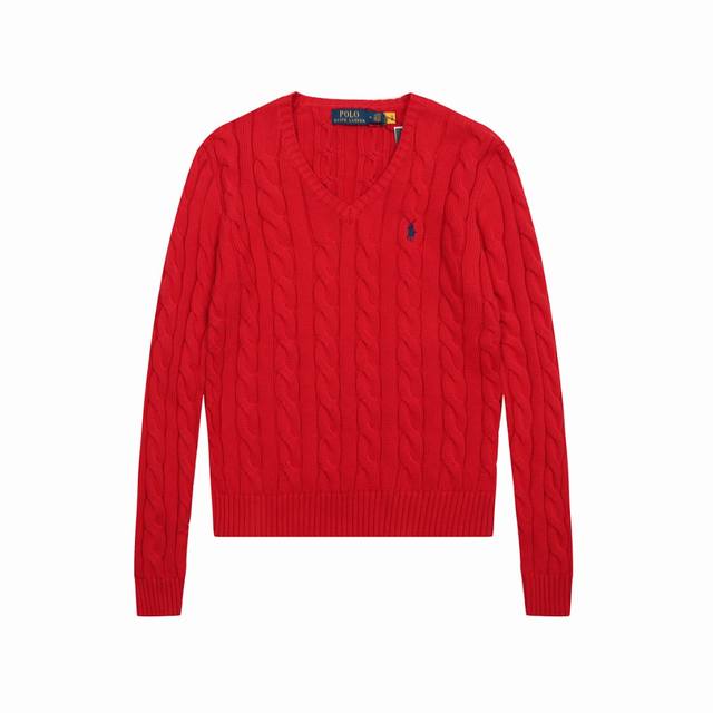 顶级品质 款号 Ds019# 拉夫劳伦Ralph Laurenv领纯色小马刺绣Logo大麻花针织毛衣 拉夫劳伦Ralph Lauren女神修身型基础经典款V领大