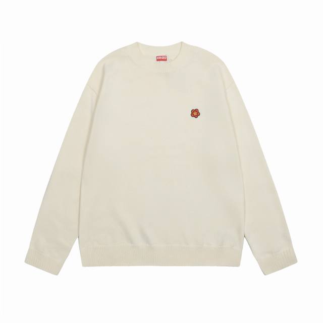 顶级品质 款号 Ds041# 全年不下架 Kenzo海棠花圆领套头纯色刺绣Logo情侣针织毛衣 kenzo小海棠花圆领套头经典基础百搭男女情侣款针织秋冬毛衣 主