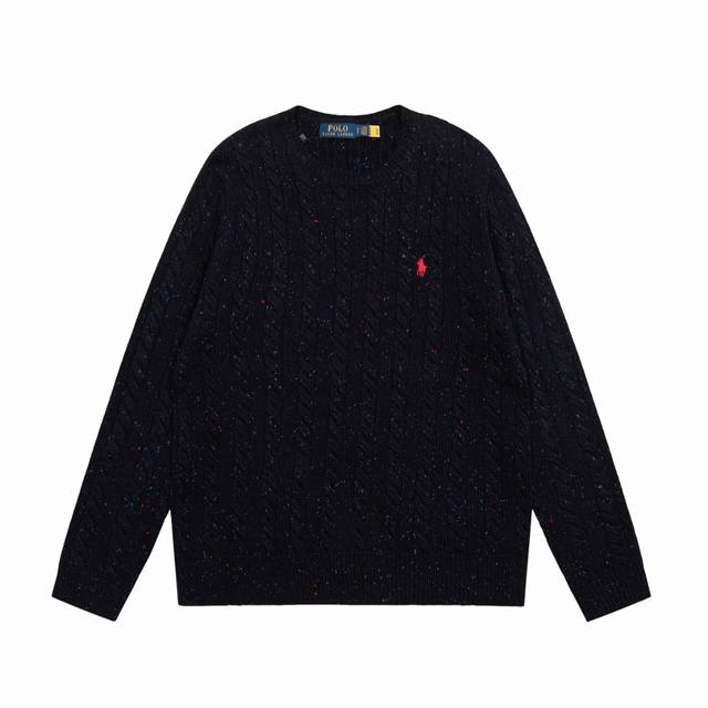 顶级品质 款号 Ds028# 拉夫劳伦Ralph Lauren羊毛混纺小马刺绣Logo麻花针织毛衣 拉夫劳伦Ralph Lauren渐变多彩色点百搭情侣款针织圆