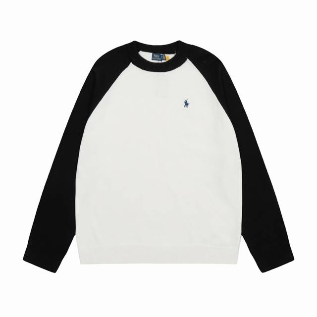 顶级品质 款号 Ds017# 全年不下架 拉夫劳伦Ralph Lauren圆领套头拼色小马刺绣Logo针织毛衣 拉夫劳伦Ralph Lauren拼色插肩撞色基础