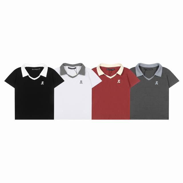 款号6870 rest&Recreation刺绣Logo翻领短款短袖 size 均码 colour 红色 碳灰色 黑色 白色 polo领+短款设计 氛围感拉满了