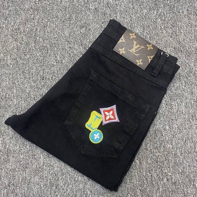 oc-483 lv 路易威登凹凸立体压花高弹长裤 23Ss驴家最新超柔牛仔长裤 驴家顶级用料超柔高棉水洗牛仔面料每一件水洗费用高达常规工艺三倍之多 触感极致细腻
