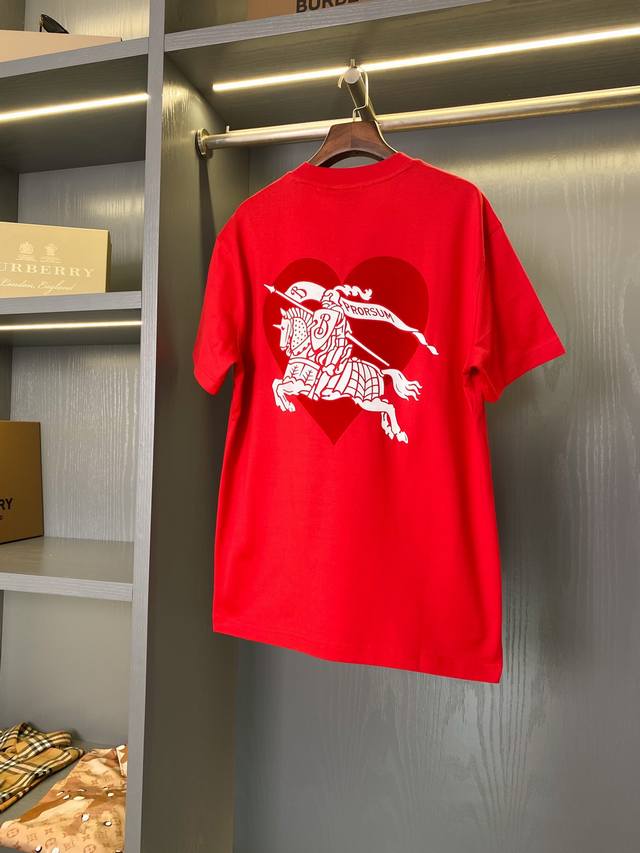 后背心形马术骑士徽标棉质 T 恤衫 Bur王牌尖货 镇店之宝 现货秒发 年春夏系列 装饰 Burberry 徽标和马术骑士徽标 Ekd 印花 焕新搭配心形图案