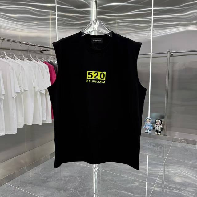 Bal 巴黎世家 2025夏季新款 无袖背心 厚板硅胶工艺 男女同款宽松版 S M L Xl Xxl 五个码 颜色 黑色 白色 灰色