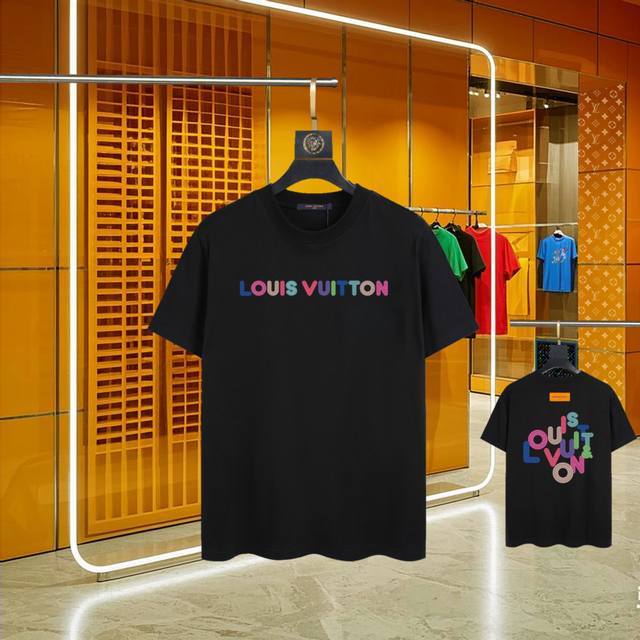 升级版本 手机智能感应~Nfc芯片袖章~直达官网防伪 Lv~路易威登 2025新款高品质圆领短袖T恤 后幅原版黄色原标内带Nfc感应芯片 定制定染,手感非常舒服