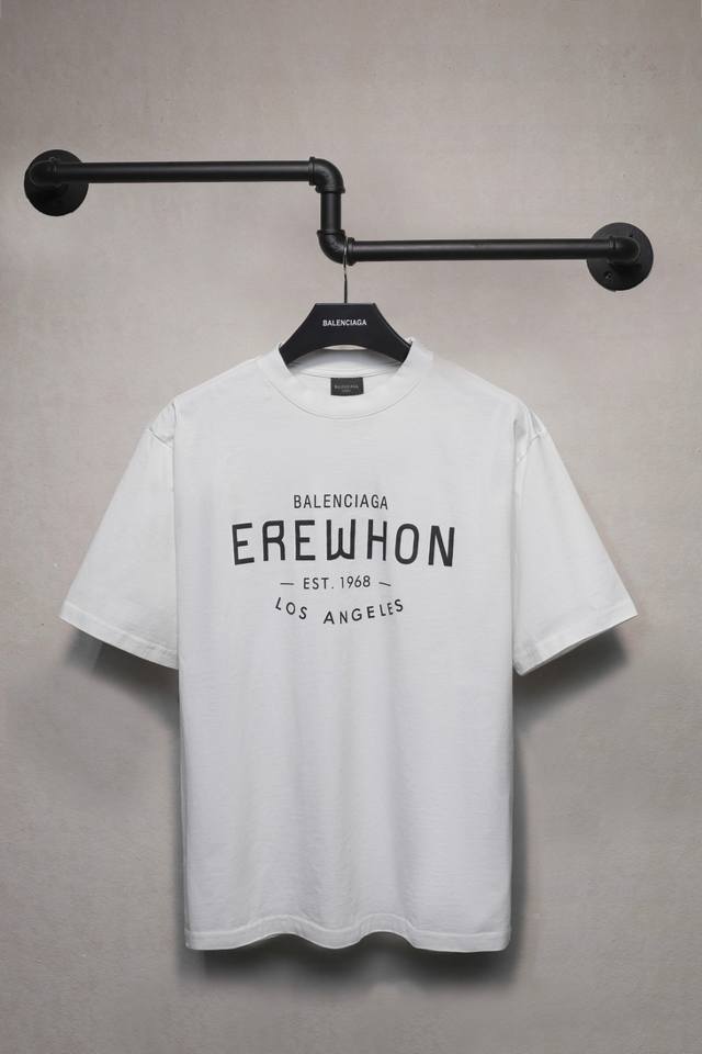 Aeniaa 巴黎世家 Erewhon合作系列印花短袖T恤 克重240 工艺洗水处理 椭圆裂纹机印花 数码直喷网点工艺 对位整齐 无毛边 进口环保浆料刮浆 效果