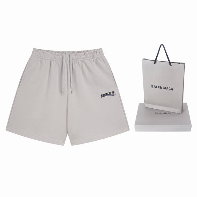 实拍图 顶级版本.官网品质 Balenci*Ga 巴黎.新款 海浪花经典Logo刺绣短裤.砖柜同步.第一时间正品研制 欢印对比 面料采用巴黎Zp定织定染全棉毛圈