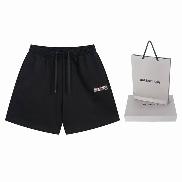 实拍图 顶级版本.官网品质 Balenci*Ga 巴黎.新款 海浪花经典Logo刺绣短裤.砖柜同步.第一时间正品研制 欢印对比 面料采用巴黎Zp定织定染全棉毛圈