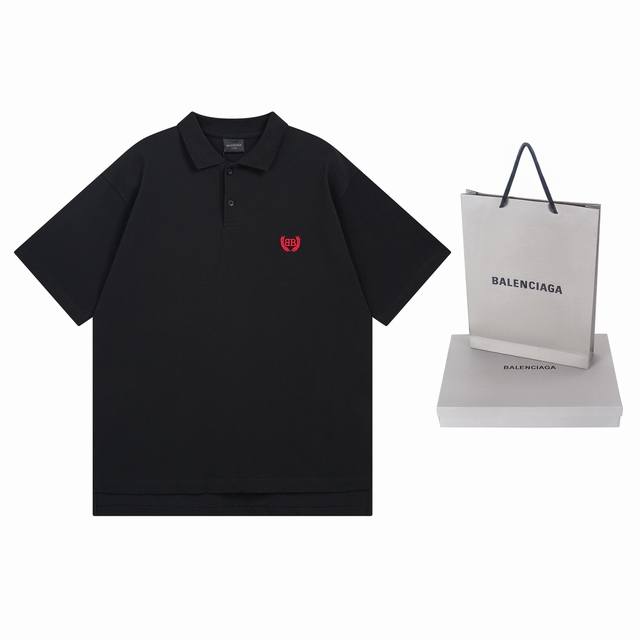 实拍图 顶级版本.官网品质 Balenci*Ga 巴黎#2025新款前后经典Logo麦穗刺绣 成衣做旧磨烂polo衫 前后片开叉设计 设计感十足 欢迎对比 面料