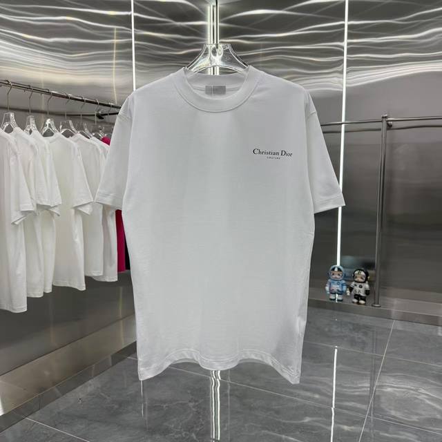 Dior迪奥 2025春夏新款260克短袖T恤 个性印花 男女同款宽松版 S M L Xl Xxl 五个码 黑色 白色 咖啡色