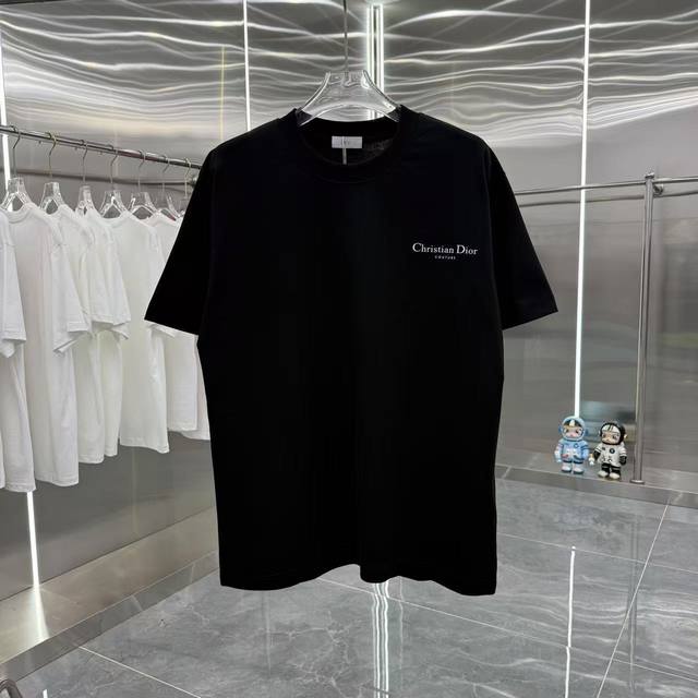 Dior迪奥 2025春夏新款260克短袖T恤 个性印花 男女同款宽松版 S M L Xl Xxl 五个码 黑色 白色 咖啡色