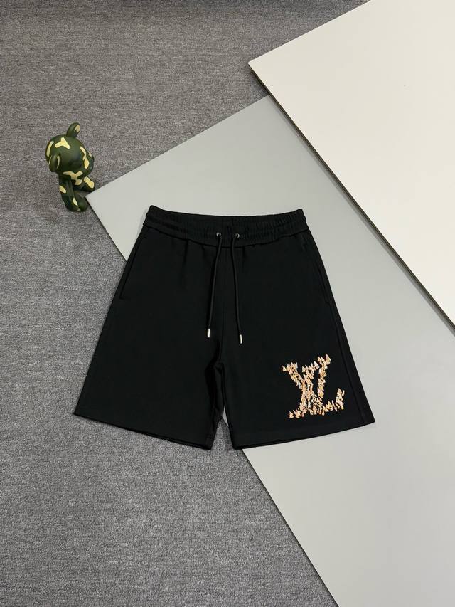 高品质] Louis Vuitton路易威登 纯棉400G毛圈面料短裤小帆船组合字母Logo刺绣工艺标识 短裤休闲五分裤 实打实重磅400克毛圈面料 不缩水不变