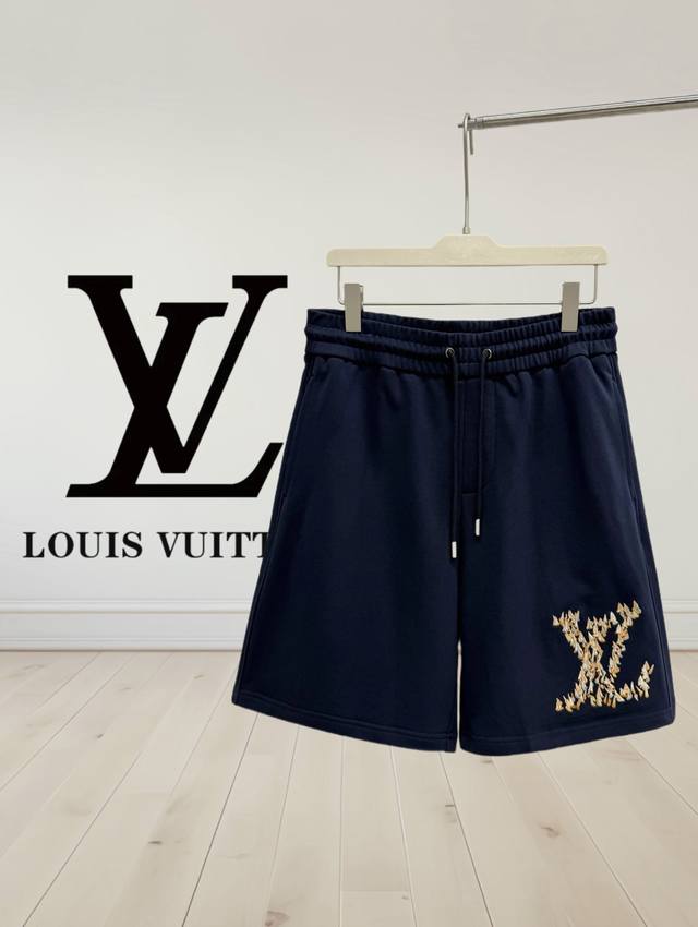 高品质] Louis Vuitton路易威登 纯棉400G毛圈面料短裤小帆船组合字母Logo刺绣工艺标识 短裤休闲五分裤 实打实重磅400克毛圈面料 不缩水不变