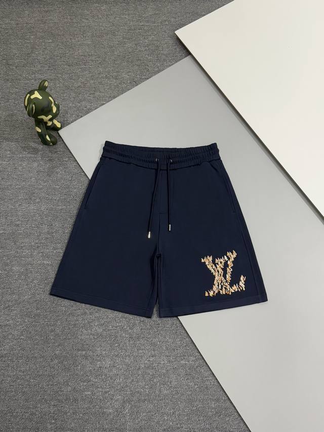 高品质] Louis Vuitton路易威登 纯棉400G毛圈面料短裤小帆船组合字母Logo刺绣工艺标识 短裤休闲五分裤 实打实重磅400克毛圈面料 不缩水不变
