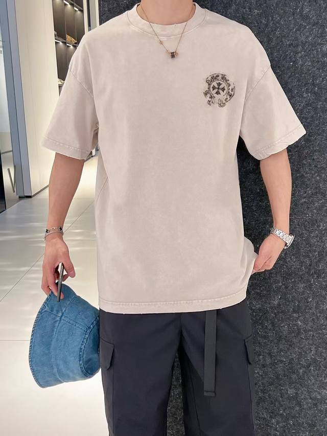 ch*Ome Hearte 25Ss早春新款 克罗心Logo烫钻短袖 轻奢主义 男女日常通勤穿搭必备单品 正确版本 欢迎对比 详细特征 320克100% 纯棉双